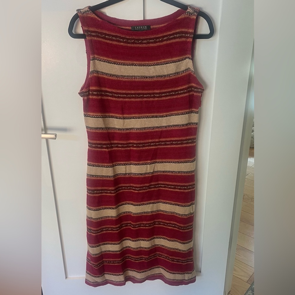 Ralph Lauren Midi Open Knit Crocheted Dress. Size Large